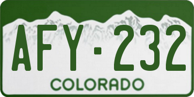 CO license plate AFY232