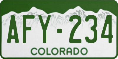 CO license plate AFY234