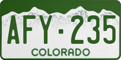 CO license plate AFY235