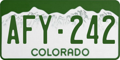 CO license plate AFY242
