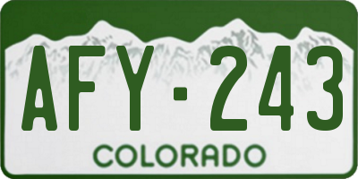 CO license plate AFY243