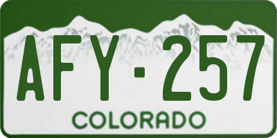 CO license plate AFY257
