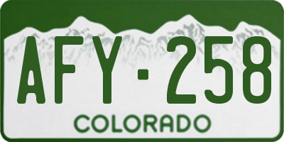 CO license plate AFY258