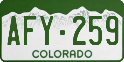 CO license plate AFY259