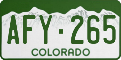 CO license plate AFY265