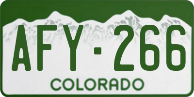 CO license plate AFY266