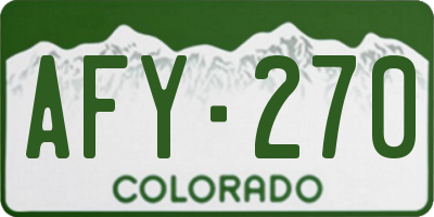 CO license plate AFY270