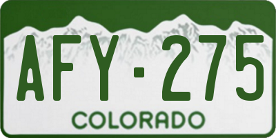 CO license plate AFY275