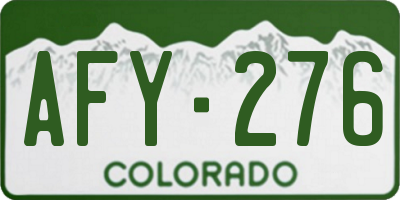 CO license plate AFY276