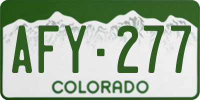 CO license plate AFY277