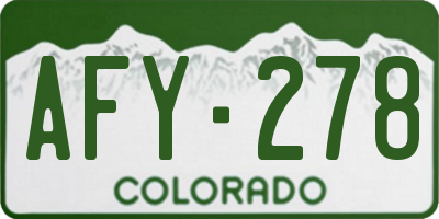 CO license plate AFY278