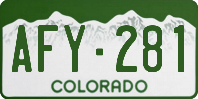 CO license plate AFY281