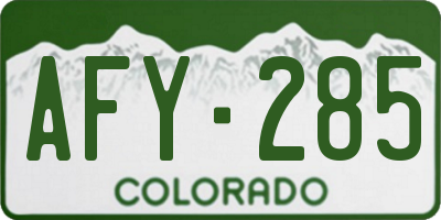 CO license plate AFY285