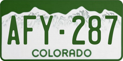 CO license plate AFY287