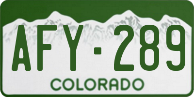CO license plate AFY289