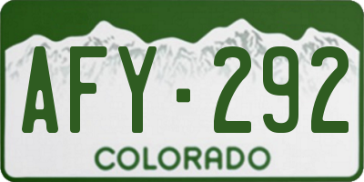 CO license plate AFY292
