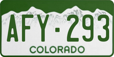 CO license plate AFY293