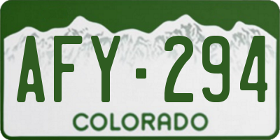 CO license plate AFY294