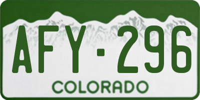CO license plate AFY296