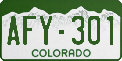 CO license plate AFY301