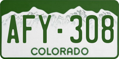 CO license plate AFY308