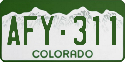 CO license plate AFY311