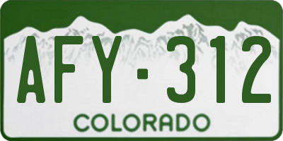 CO license plate AFY312