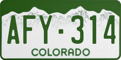 CO license plate AFY314