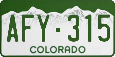 CO license plate AFY315