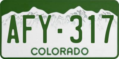 CO license plate AFY317