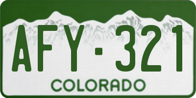CO license plate AFY321