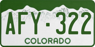 CO license plate AFY322
