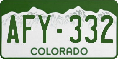 CO license plate AFY332