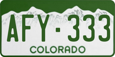 CO license plate AFY333