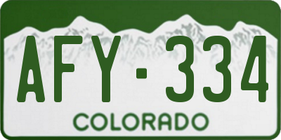CO license plate AFY334