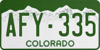 CO license plate AFY335