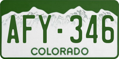 CO license plate AFY346