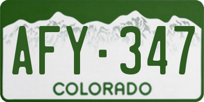 CO license plate AFY347