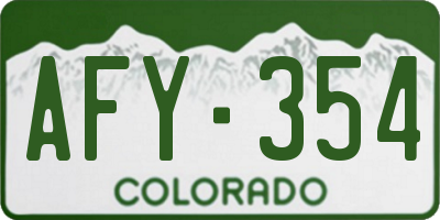 CO license plate AFY354
