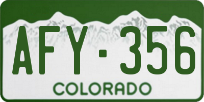 CO license plate AFY356