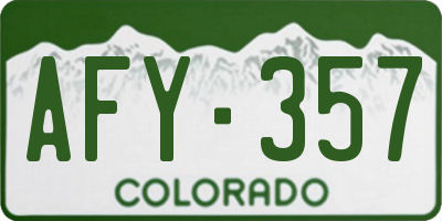 CO license plate AFY357
