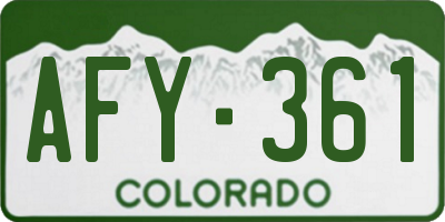 CO license plate AFY361