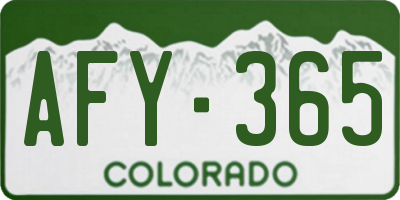 CO license plate AFY365
