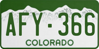 CO license plate AFY366