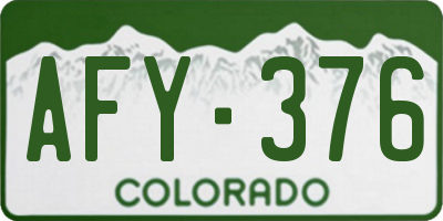 CO license plate AFY376
