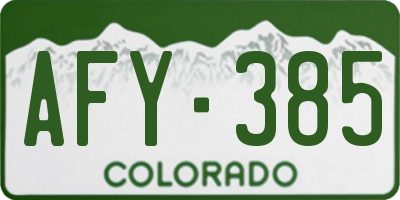 CO license plate AFY385