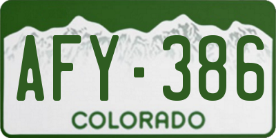 CO license plate AFY386