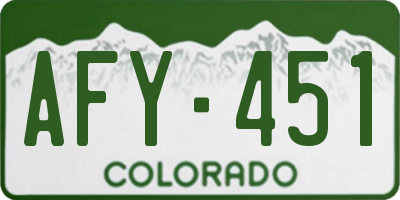 CO license plate AFY451