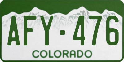 CO license plate AFY476