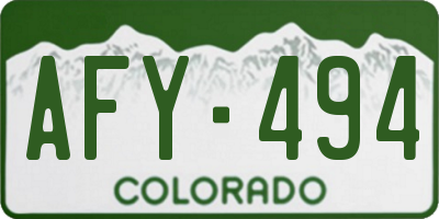 CO license plate AFY494